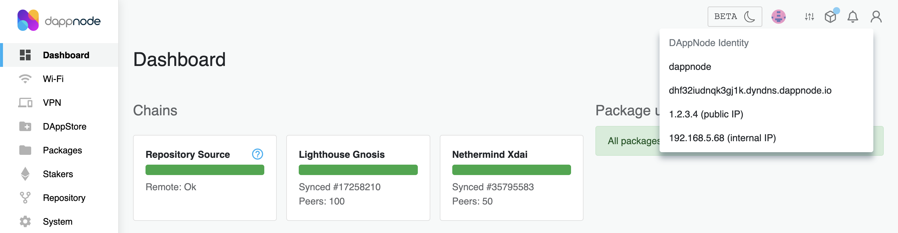 Dappnode internal IP address